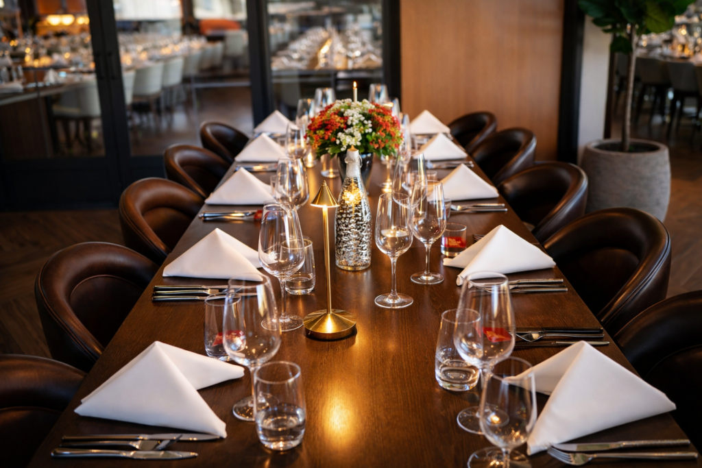 private dining room setup at Brazilian steakhouse for celebrations in Austin and Leander