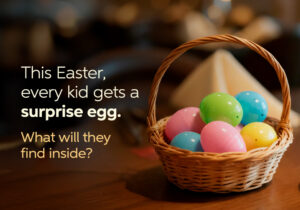 Easter egg basket with colorful eggs for Easter dining in Austin and Leander at Estância Brazilian Steakhouse