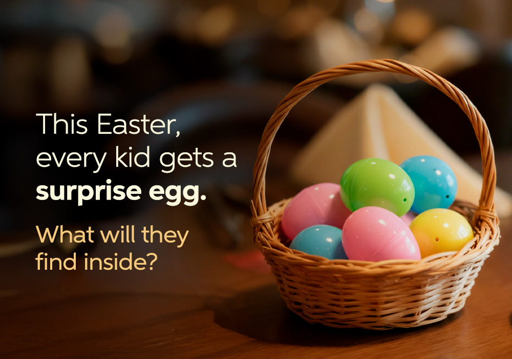 Easter egg basket with colorful eggs for Easter dining in Austin and Leander at Estância Brazilian Steakhouse