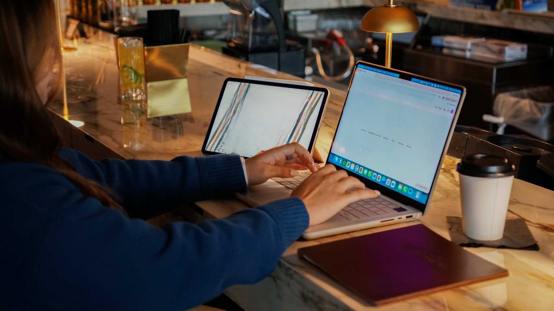 happy hour drinks and workspace at Brazilian steakhouse in Austin and Leander with wifi and coffee and matcha