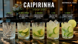 brazilian cocktail caipirinha served at steakhouse bar in austin