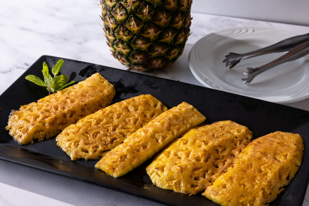 Caramelized grilled pineapple served at a Brazilian steakhouse
